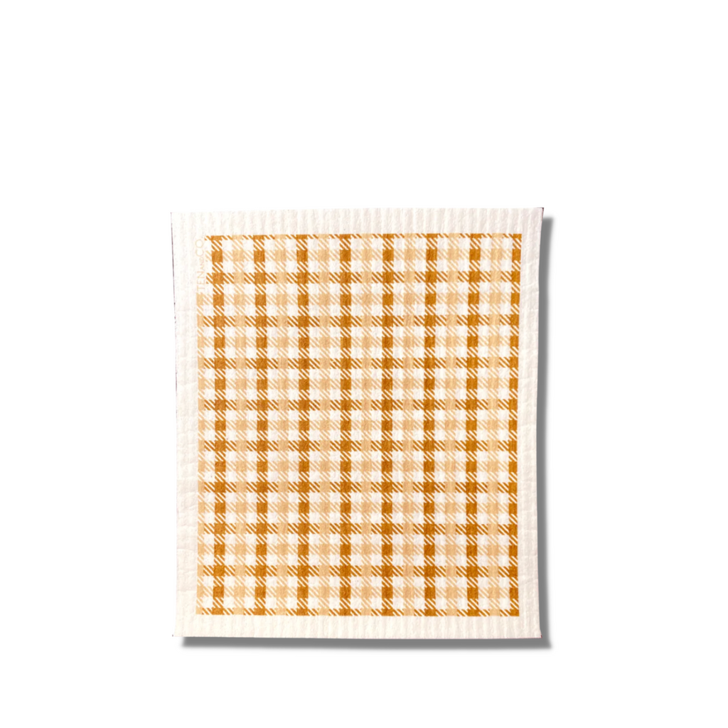 Plaid Butterscotch Swedish Sponge Cloth