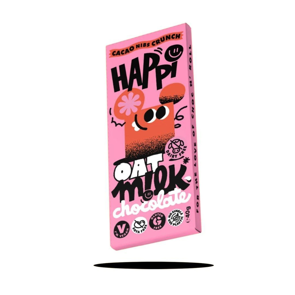 Happi Cacao Nib Crunch Oat M!lk Chocolate - Vegan and Plastic Free - Mason & Greens