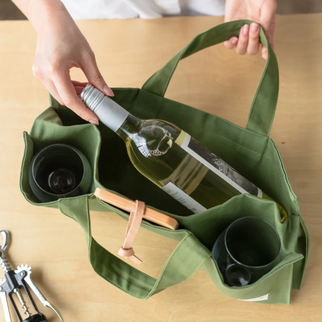 One Bottle Wine & Picnic Tote - Olive
