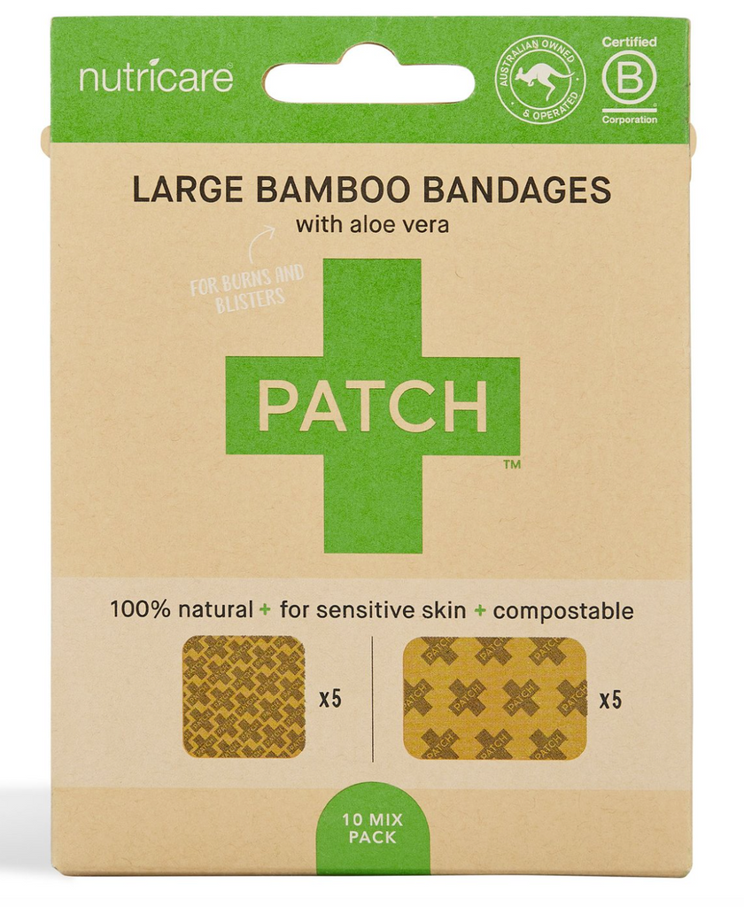 PATCH Aloe Vera Bamboo Bandages - Large Square and Rectangles - 10 pack